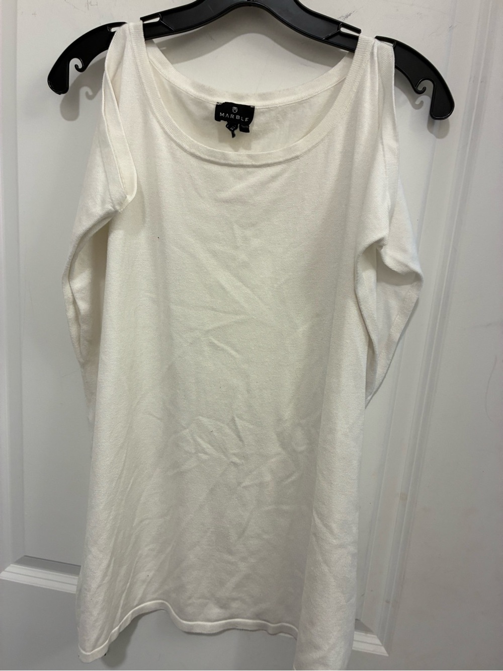 MARBLE White Cold-Shoulder Scoop Neck Tunic
